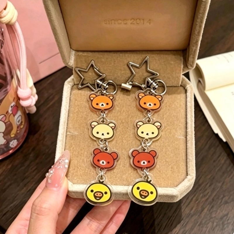 Car Accessories Japanese - Porte-clés en acrylique Rilakkuma, personnage d'anime,